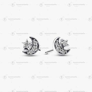 Pandora Sparkling Moon & Star Stud Earrings